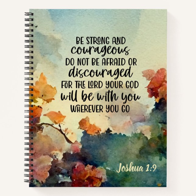 Joshua 1:9 Be Strong and Courageous Watercolor Notebook (Front)