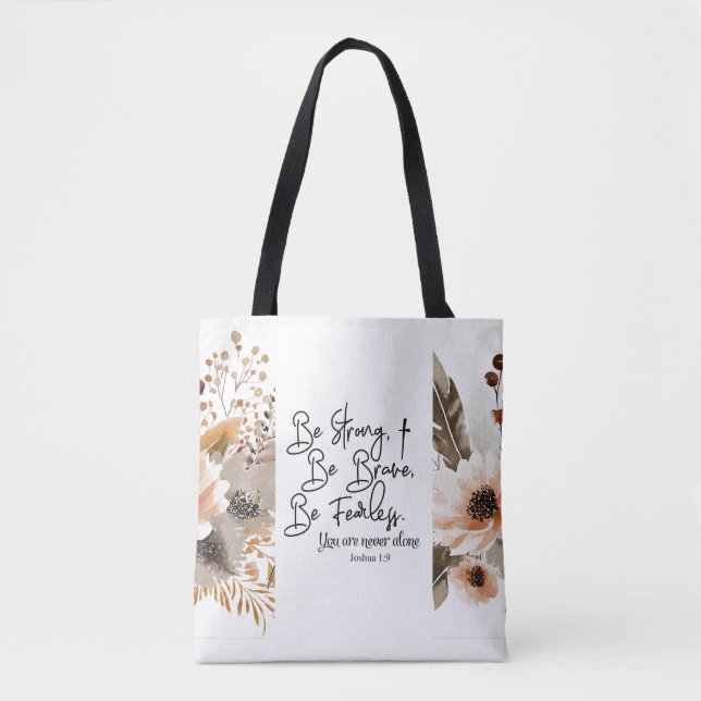 Joshua 1 9 Be Strong Be Brave Bible Verse Tote Bag (Front)