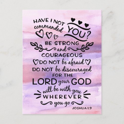 Joshua 1 9 Be Strong Bible Scripture Verse Postcard