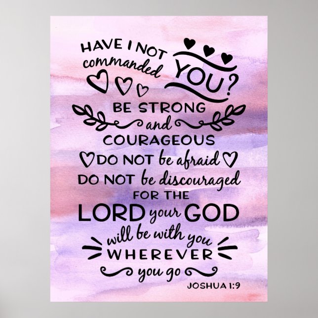 Joshua 1 9 Be Strong Bible Scripture Verse Poster (Front)