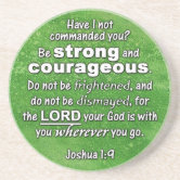 Joshua 1 9 Be Strong and Courageou Bible Verse Stone Coaster Zazzle