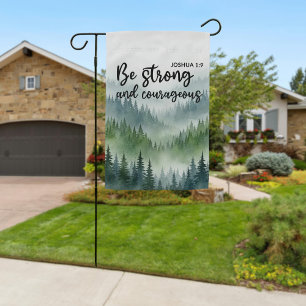 Joshua 1:9 Be Strong Courageous Forest Garden Flag