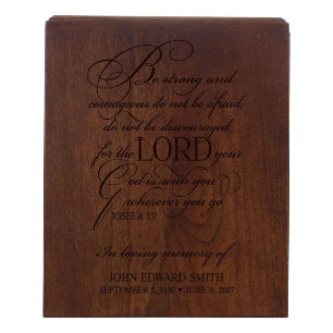 Joshua 1:9 Beautifully Crafted Cherry Wood Urn