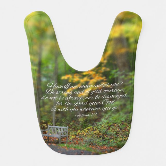 Joshua 1:9 Bible Verse Christian Scripture Baby Bib (Front)