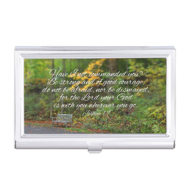Joshua 1:9 Bible Verse Christian Scripture Business Card Holder (Front)