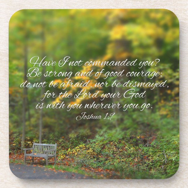 Joshua 1:9 Bible Verse Christian Scripture Drink Coaster (Front)