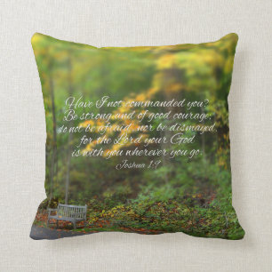 Joshua 1:9 Bible Verse Christian Scripture Throw Pillow
