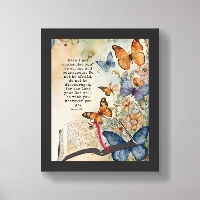 Joshua 1:9 Christian Bible Verse Art Framed Art (Framed Front)
