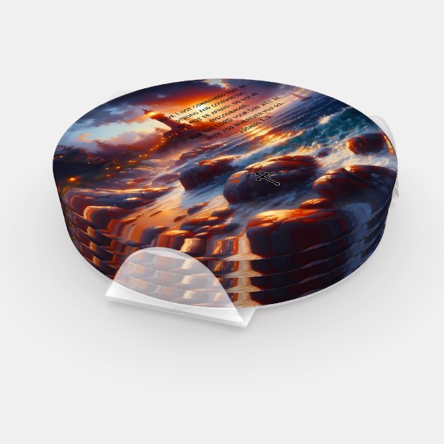 Joshua 1:9:Christian Faith prayer  Coaster Set (Set)