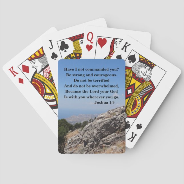 Joshua 1:9 Custom Bible Verse With A Mountain View Poker Cards (Back)
