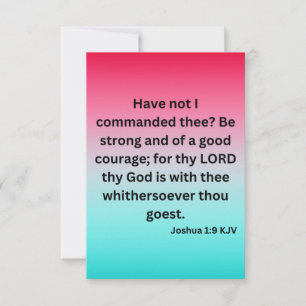 Joshua 1:9 KJV Bible Scripture Pic Flat Greeting Card