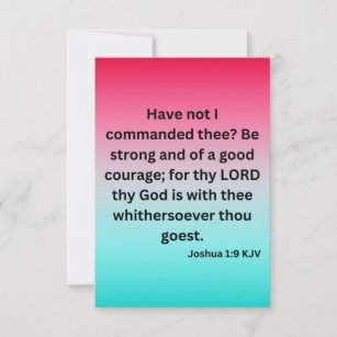 Joshua 1:9 KJV Bible Scripture Pic Flat Greeting Card