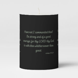 Joshua 1:9 KJV Bible Scripture Pillar Candle