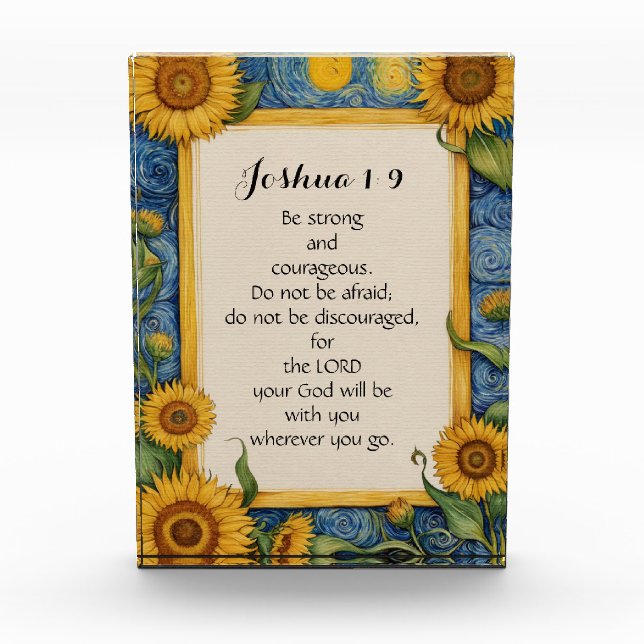 Joshua 1:9 NIV Bible Verse Art Acrylic Award (Front)