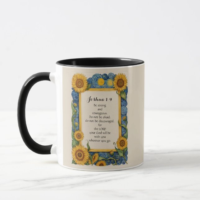 Joshua 1:9 NIV Bible Verse Art Mug (Left)