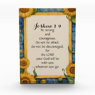 Joshua 1:9 NIV Bible Verse Art Photo Block