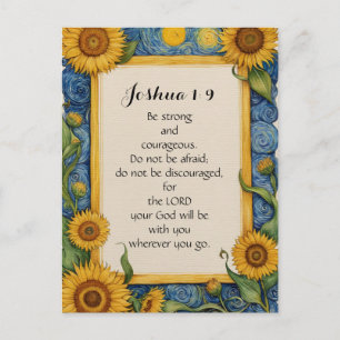 Joshua 1:9 NIV Bible Verse Art Postcard