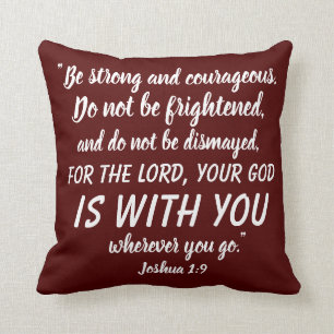 Joshua 1:9 Powerful Bible Verse Reversible Throw Pillow