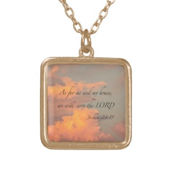 Joshua 24:15 As For Me And… Gold Plated Necklace by Graphic_Line_Art at Zazzle