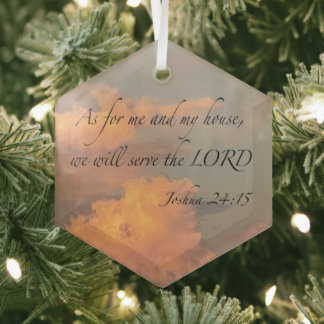 Joshua 24:15 As for me and my… Ceramic Circle Orna Glass Ornament