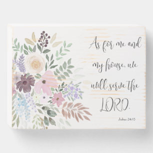 Joshua 24:15 - "As For Me and My House" Floral Wooden Box Sign