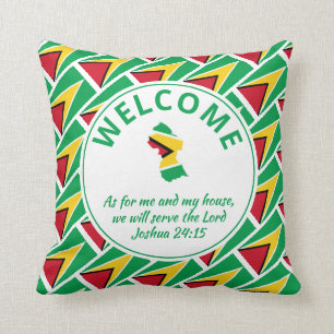Joshua 24:15 As For Me And My House GUYANA Welcome Throw Pillow