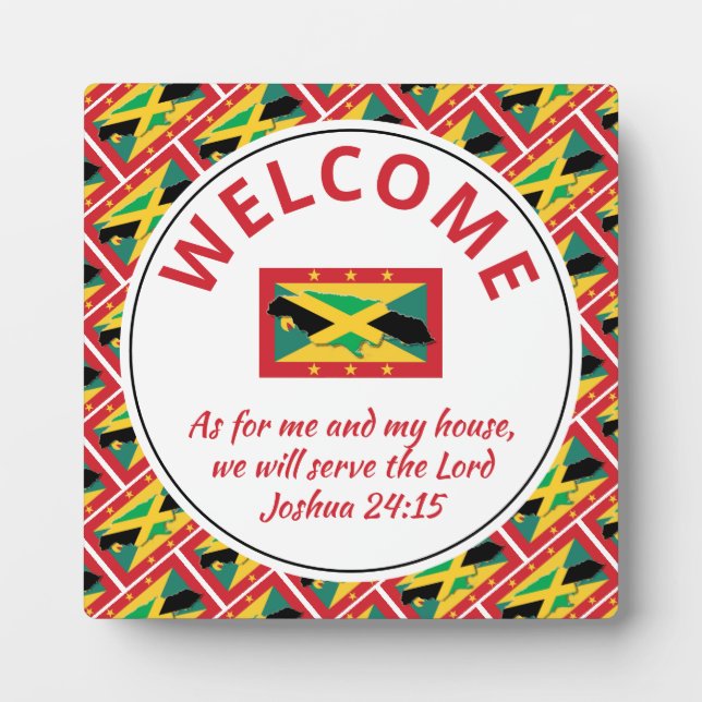 Joshua 24:15 As For Me & My House JAMAICA GRENADA Plaque (Front)