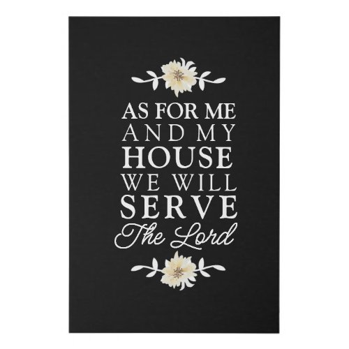 Joshua 2415 As For Me  My House White Floral Faux Canvas Print