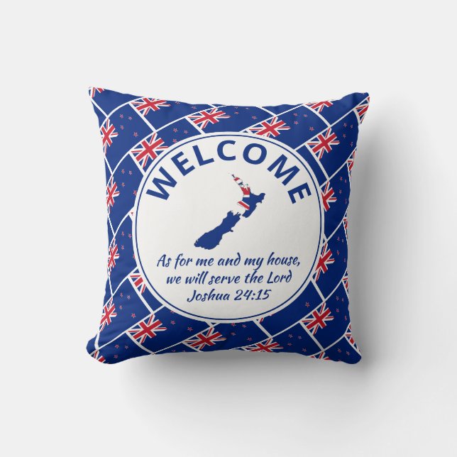 Joshua 24:15 As For Me NEW ZEALAND Welcome Throw Pillow (Front)