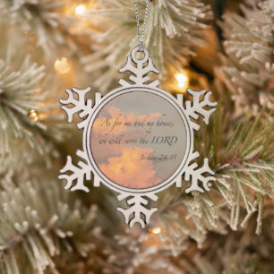 Joshua 24:15 As for me… Snowflake Framed Ornament