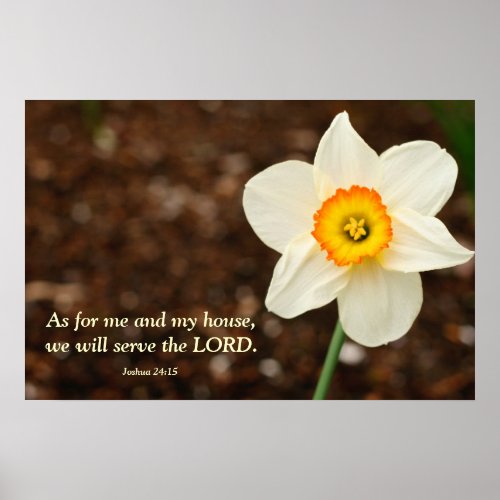 Joshua 2415 Bible Verse Daffodil Poster