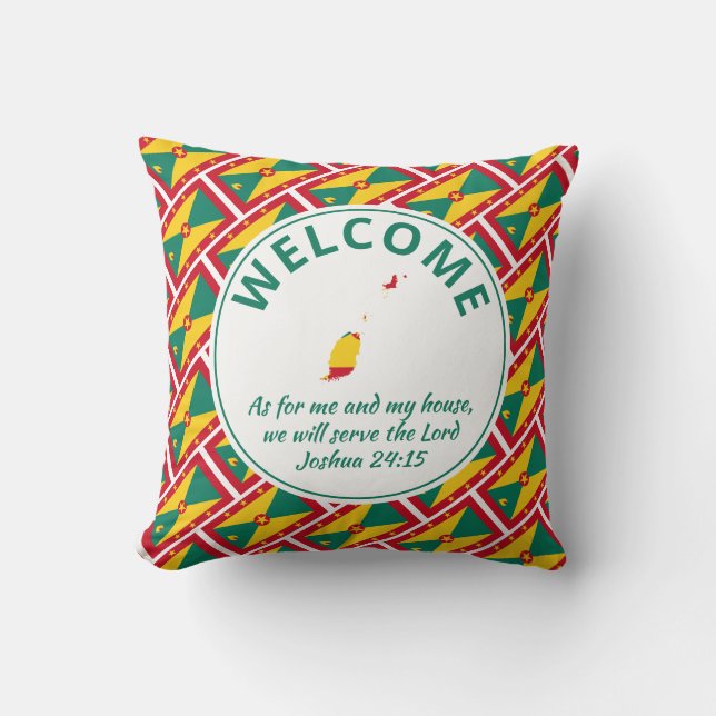 Joshua 24:15 Christian GRENADA Welcome Throw Pillow (Front)