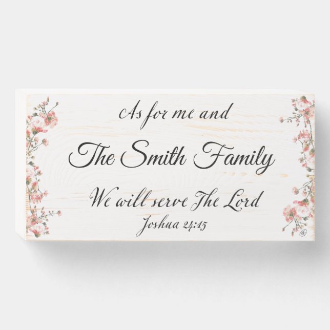 Joshua 24:15 Personalized Wood Box Sign (Front Horizontal)
