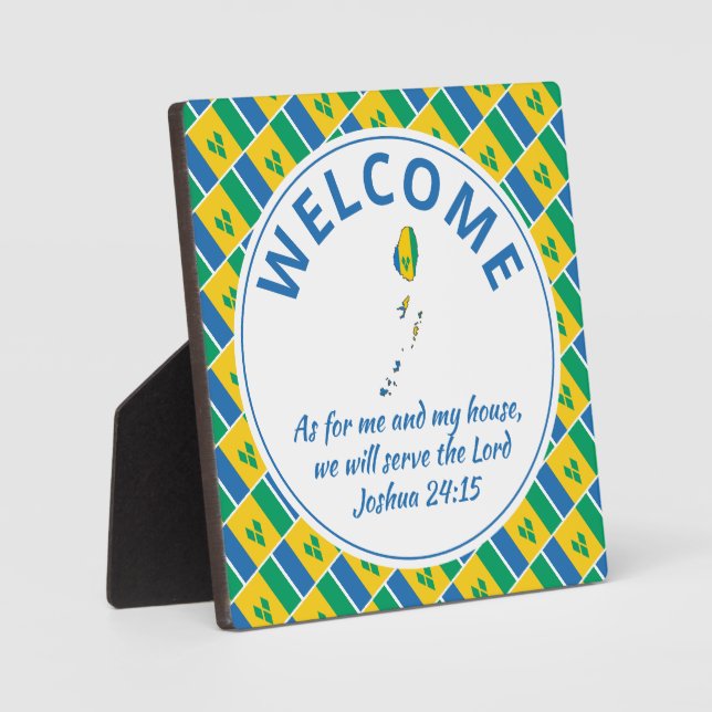 Joshua 24:15 ST VINCENT FLAG Plaque (Front)