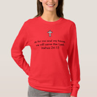 Joshua 24:15 Women's Long Sleeve w/Shadow Cross T-Shirt