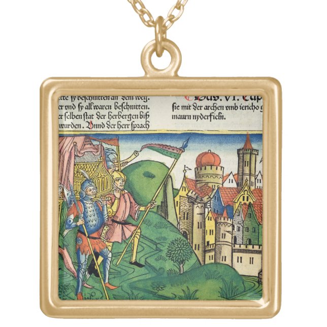 Joshua 6 4-21 The Fall of Jericho, from the 'Nurem Gold Plated Necklace (Front)