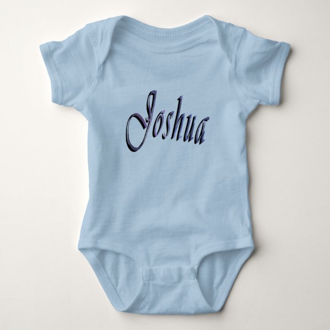 Joshua, Boys Name,  Babys Blue Body Suit Baby Bodysuit (Front)