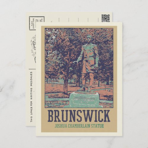 Joshua Chamberlain statue Brunswick Maine USA Postcard