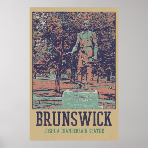 Joshua Chamberlain statue Brunswick Maine USA Poster