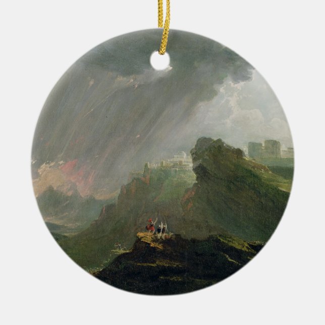 Joshua Commanding the Sun to Stand Still Upon Gibe Ceramic Ornament (Front)