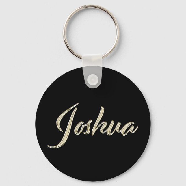 Joshua Name whitegold Button Schlüsselanhänger Keychain (Front)