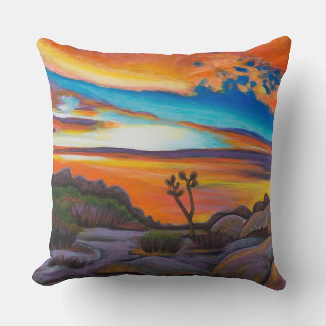 Joshua Tree at Sunset Throw Pillow (Front)