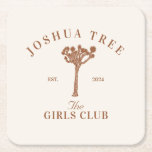 Joshua Tree Bachelorette Girls Club  Square Paper Coaster<br><div class="desc">Add a touch of desert charm to your bachelorette party with our Girls Club square paper coasters, perfect for your Joshua Tree celebration. Each coaster features a stylish and rustic design inspired by the beauty of Joshua Tree National Park, adding a unique and memorable element to your party decor. Whether...</div>
