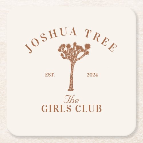 Joshua Tree Bachelorette Girls Club  Square Paper Coaster