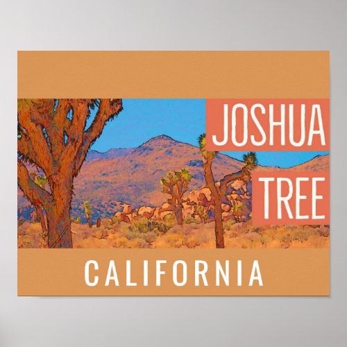 Joshua Tree California Retro Travel Poster