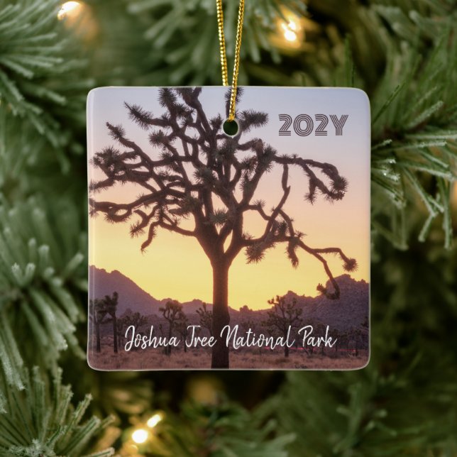 Joshua Tree Custom Ombre Sunset Ceramic Ornament (Tree)