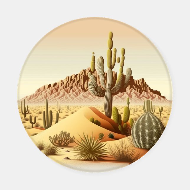 Joshua Tree Desert Landscape Cactus Coaster Set (Single)