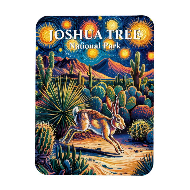 Joshua Tree Desert Wildlife Jackrabbit Colorful Magnet (Vertical)