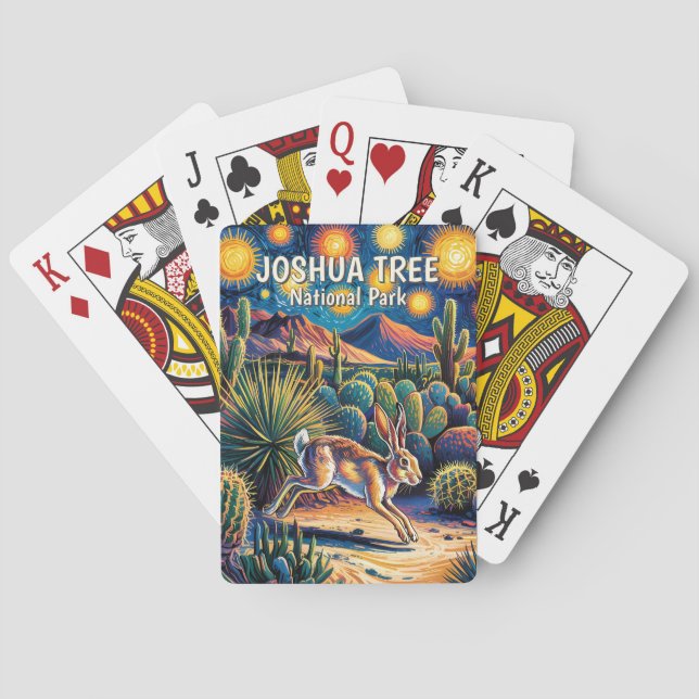 Joshua Tree Desert Wildlife Jackrabbit Colorful Poker Cards (Back)