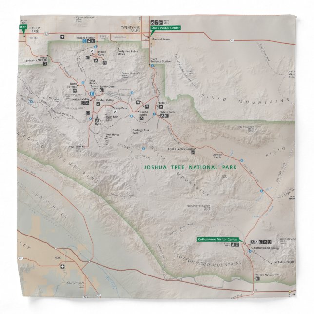 Joshua Tree map bandana (Front)